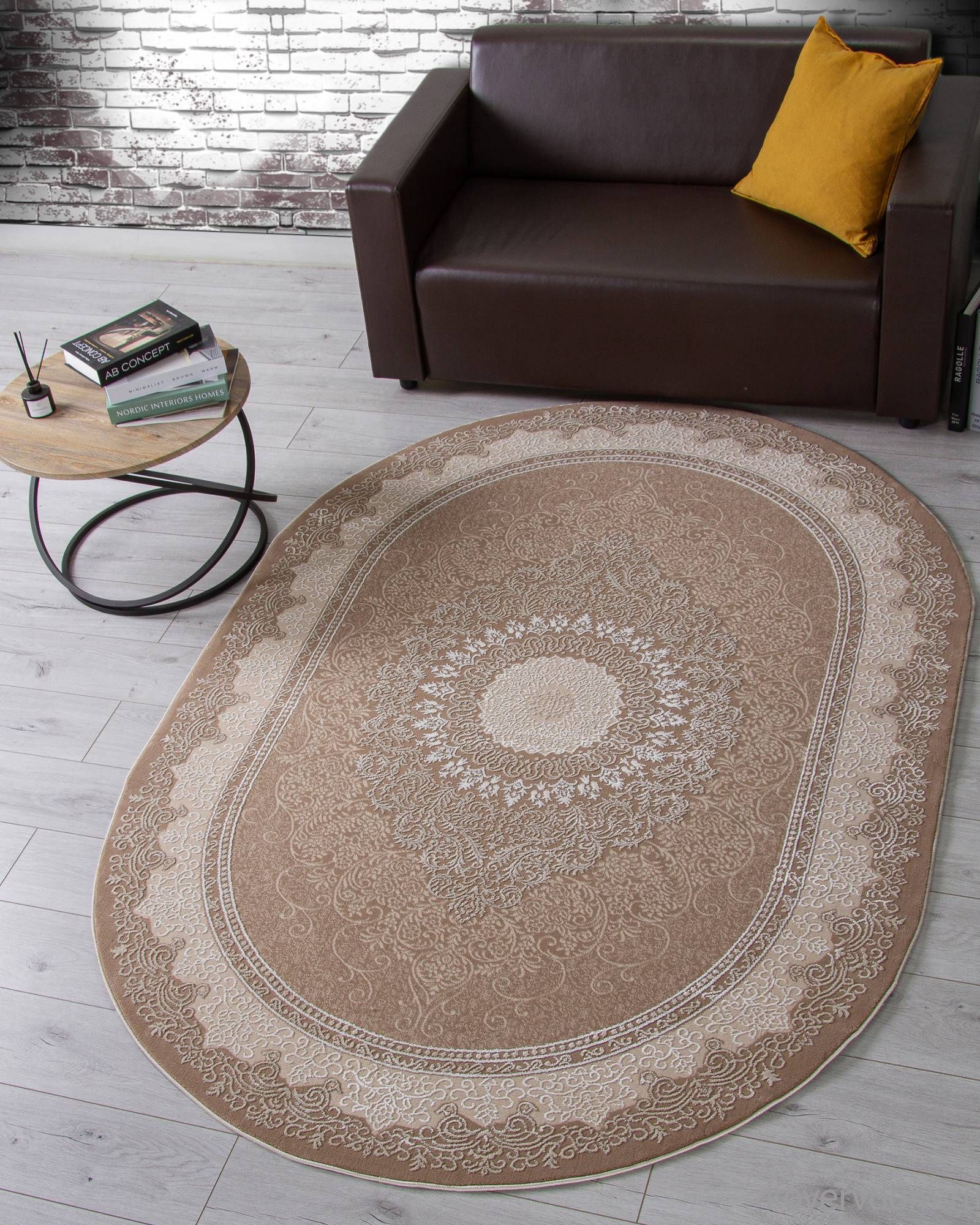 Ковер ARMINA 04076A BROWN / BROWN Овал