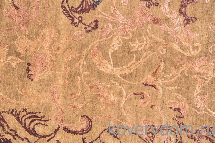 Ковер ручной работы из шелка и шерсти Silk-Wool Zardozi Brown